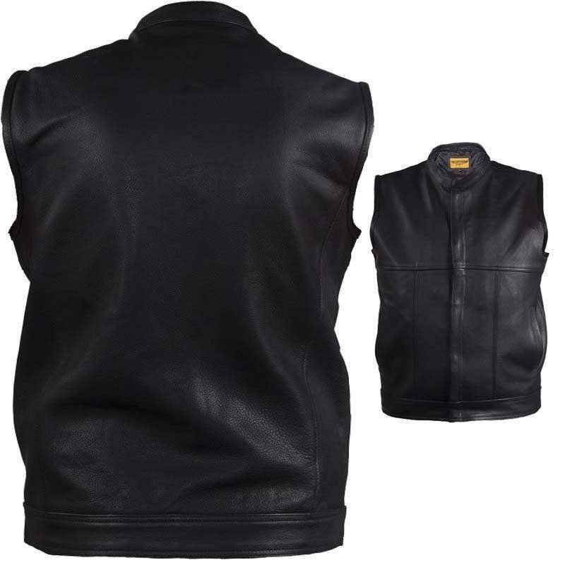 Leather Motorcycle Vest - Men's - Zipper Front - MV8017-ZIP-11-DL - Image 3