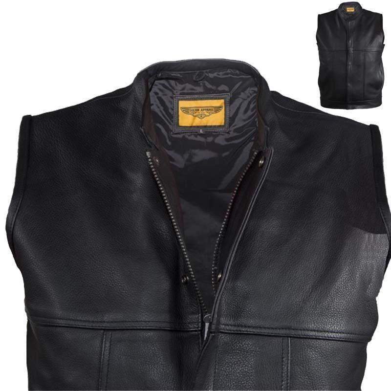 Leather Motorcycle Vest - Men's - Zipper Front - MV8017-ZIP-11-DL - Image 6