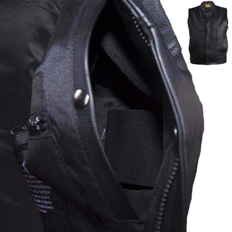 Leather Motorcycle Vest - Men's - Zipper Front - MV8017-ZIP-11-DL - Image 8
